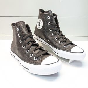 Converse Chuck Taylor All Star Tumbled Hi Velvet Brown Leather Shoes Women's 8